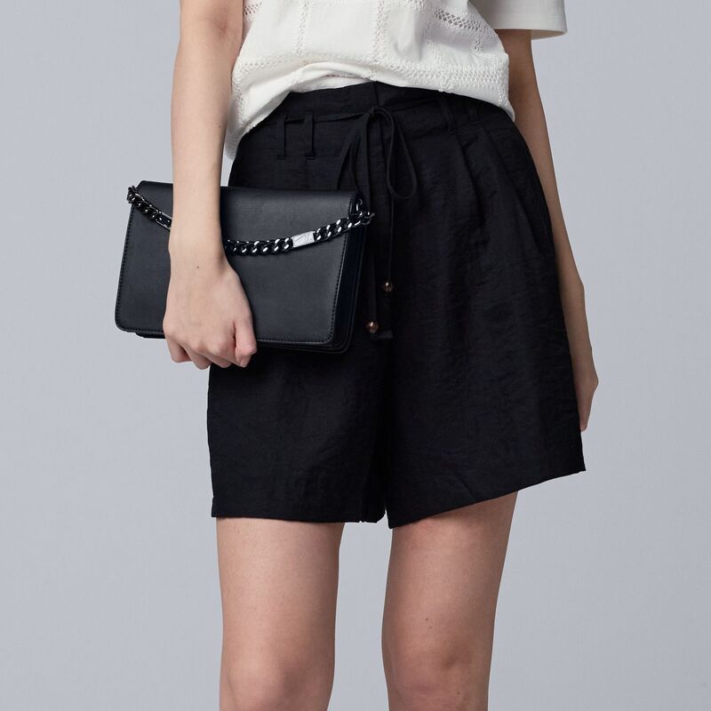 ヴェラウォン レディース ボトムス ハーフパンツ・ショーツ プリーツ ショートパンツ Womensimply Vera Wang Tie Belt Pleated Shorts Black ブラック