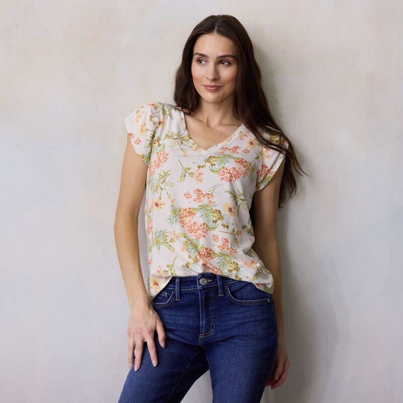LC Lauren Conrad レディース トップス Tシャツ Vネック Womens LC Lauren Conrad Tulip Sleeve VNeck Tee Cream Ida Wildf