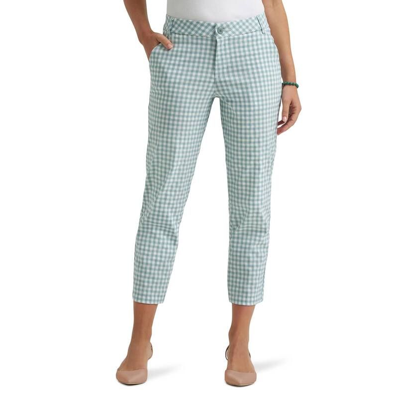 リー レディース ボトムス カジュアルパンツ キャップ Womens Lee Stretch Capri Pantsage Gingham セージ