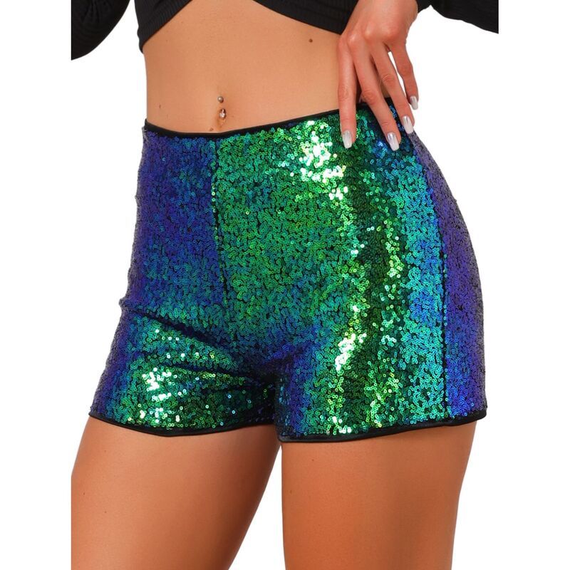 アレグラ ケー レディース ボトムス ハーフパンツ・ショーツ ミッドライズ ショートパンツ スパンコール ALLEGRA K Sequin Short Pants for Womens Midrise