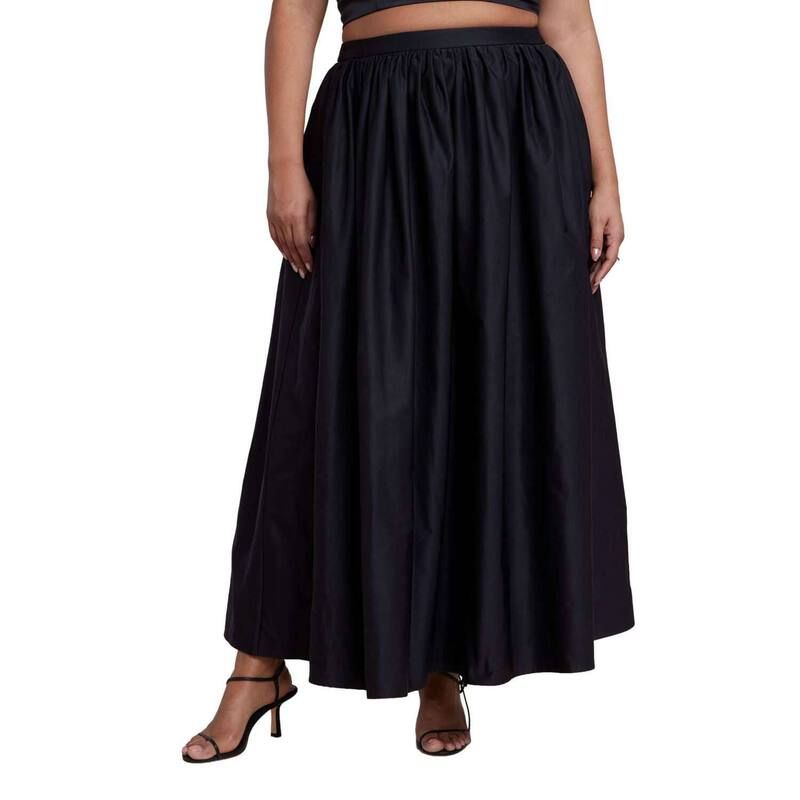 エロクイ レディース ボトムスカート プラスサイズ マキシ ELOQUII Womens Plusize Taffeta Full Maxi Skirt Black Onyx ブラック
