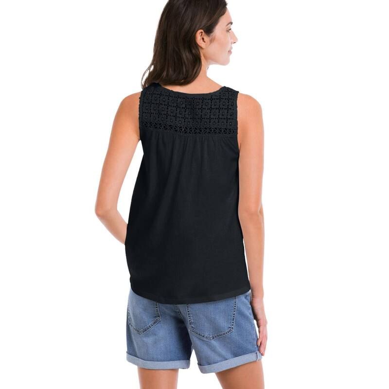 Ellos レディース トップス Tシャツ プラスサイズ レース ellos Plusize Crochet Lace Tank Black ブラック