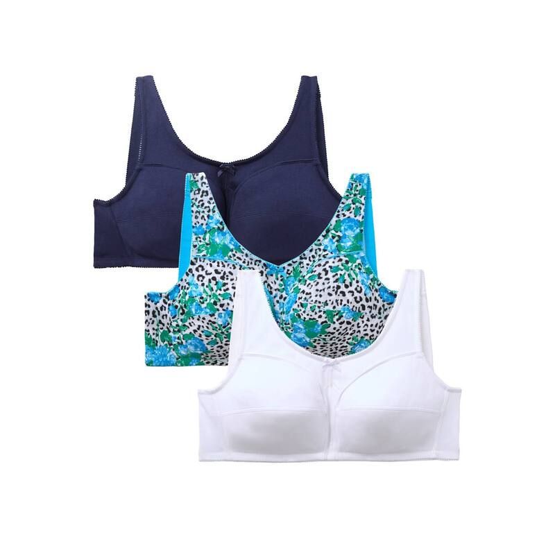 コンフォート チョイス レディース アンダーウェア ブラジャー プラスサイズ コットン Comfort Choice Womens Plusize 3Pack FrontClose Cotton Wi