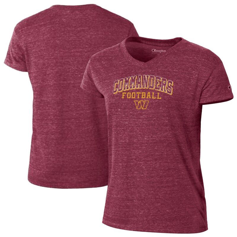 チャンピオン レディース トップス Tシャツ Vネック Womens Champion Burgundy Washington Commanders Triumph TriBlend VNeck TS