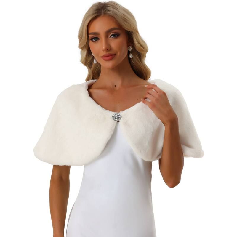 アレグラ ケー レディース アウター ニット・セーター ALLEGRA K Womens Elegant Faux Fur Shawl Bridal Wedding Party Wrap Stole