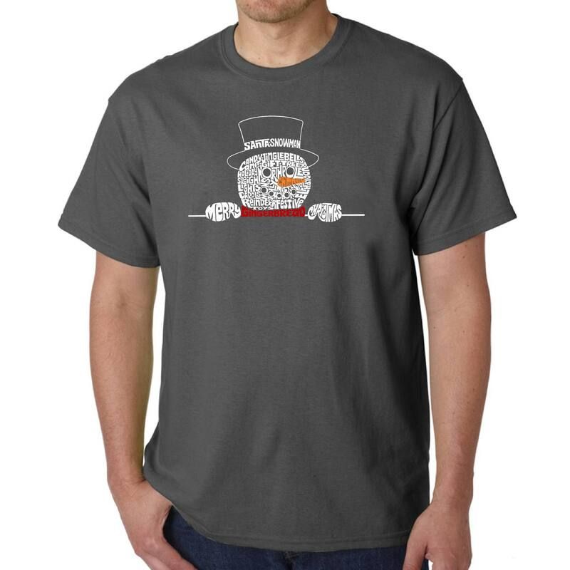エルエーポップアート レディース トップス Tシャツ LA Pop Art Peeking Snowman Mens Word ArtShirt Grey グレー