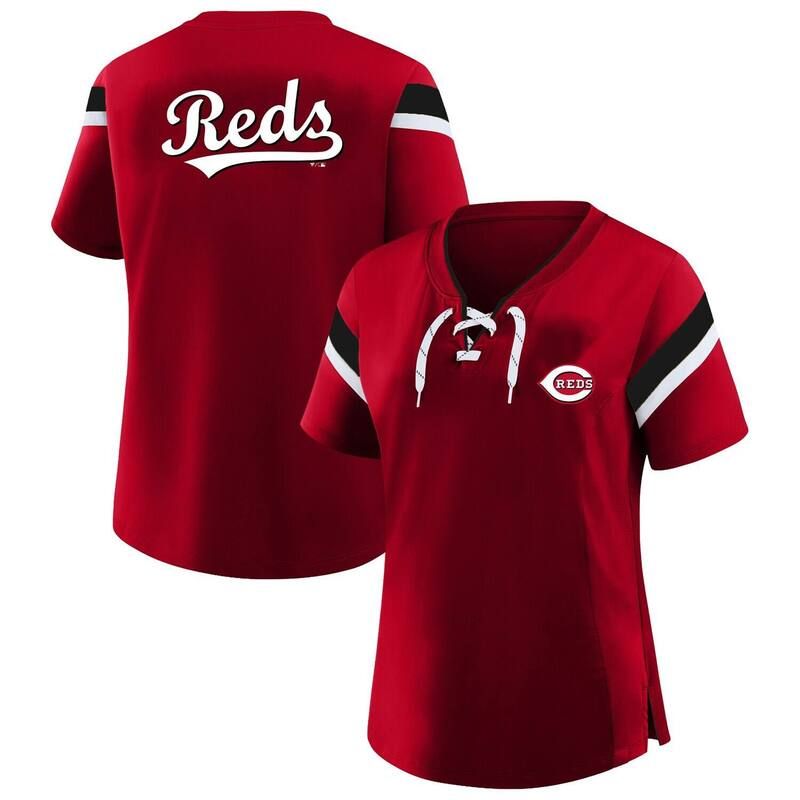プロファイル レディース トップス Tシャツ レース Womens Profile Red Cincinnati Reds LaceUp TShirt Red レッド