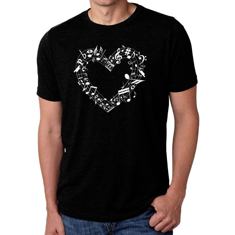 エルエーポップアート レディース トップス Tシャツ LA Pop Art Sheet Music Heart Mens Premium Blend Word ArtShirt Black ブラック 8,125円