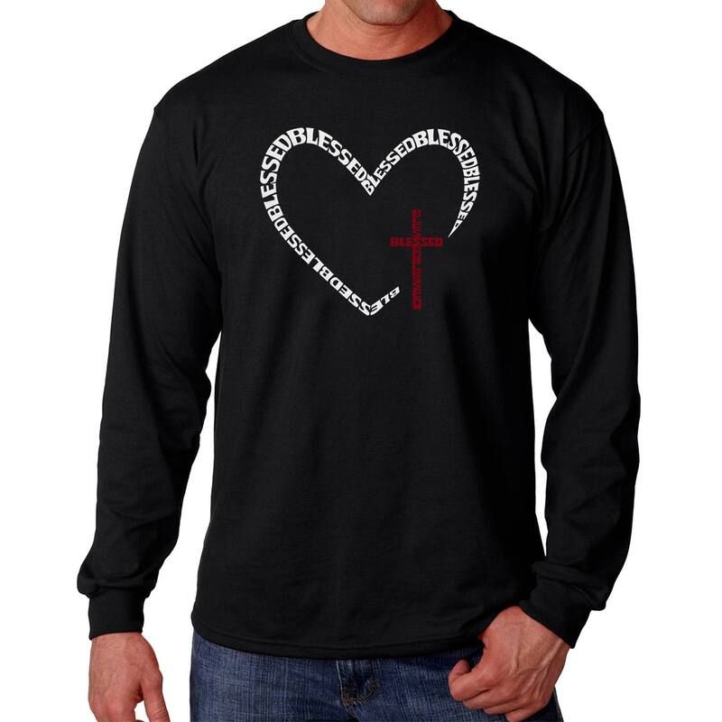 エルエーポップアート レディース トップス Tシャツ LA Pop Art Blessed Heart Mens Word Art Long Sleeve TShirt Black ブラック