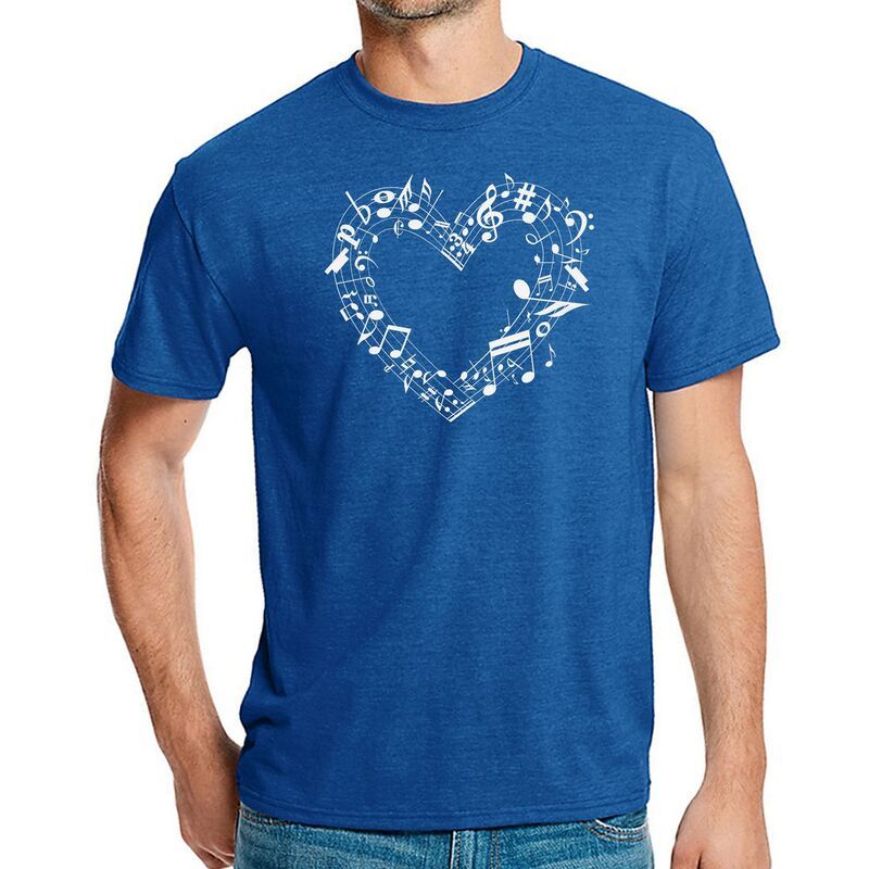 エルエーポップアート レディース トップス Tシャツ LA Pop Art Sheet Music Heart Mens Premium Blend Word ArtShirt Royal