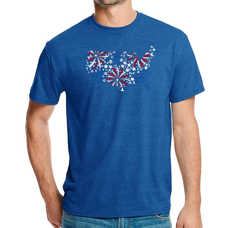 エルエーポップアート レディース トップス Tシャツ LA Pop Art USA Fireworks Mens Premium Blend Word ArtShirt Royal