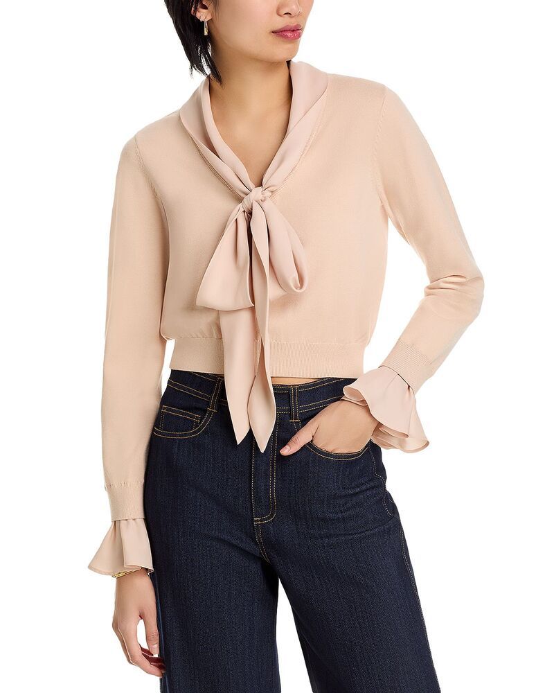 サンク セプト レディース アウター ニット・セーター Cinq Sept Lenu Tie Neck Sweater Blush Dune ブラッシュ
