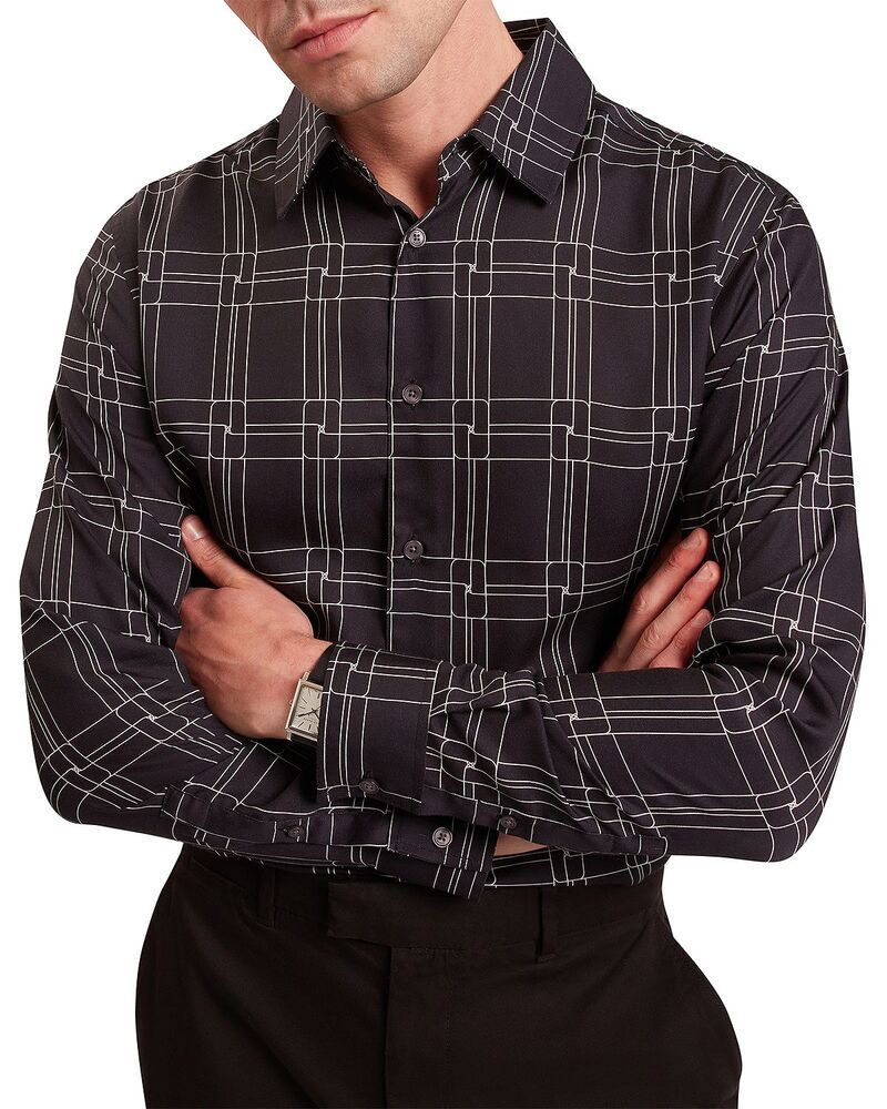 テッドベーカー メンズ トップス シャツ プリント Ted Baker Lirra Printed Long Sleeve Button Front Shirt Black ブラック