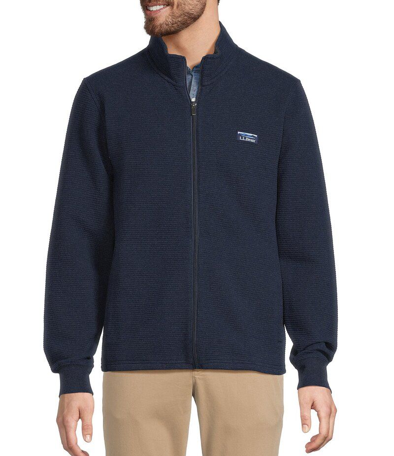 エルエルビーン メンズ アウター ジャケット・ブルゾン ニット LLBean LakewashedoubleKnit FullZip Jacket Classic Navy Heather ヘザー