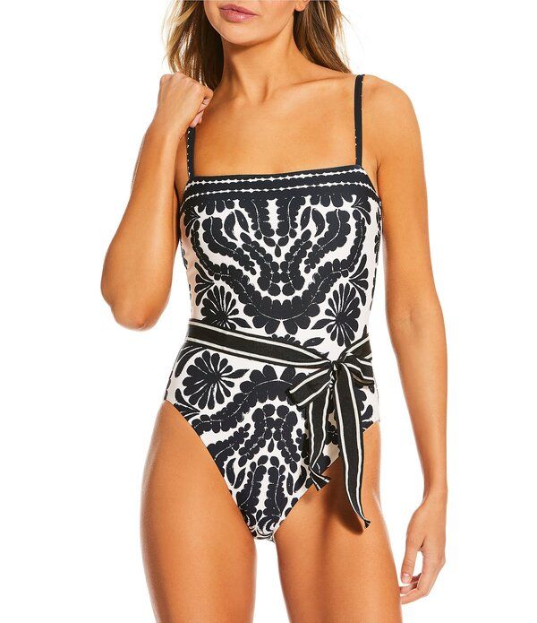 アントニオ メラーニ レディース トップス ワンピース Antonio Melani Talavera Bandeau Ribbon Belt One Piece Swimsuit Black ブラッ