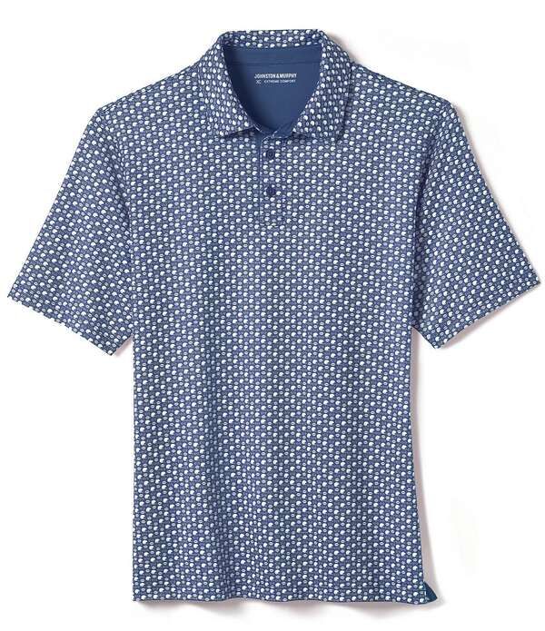 ジョンストンアンドマーフィー メンズ トップス シャツ プリント Johnston Murphy XC Helmet And Football Print Short Sleeve Polo Shir
