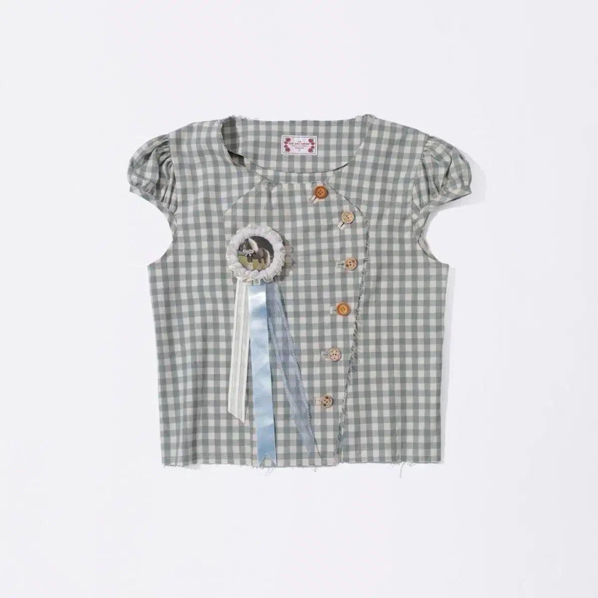 SCULPTOR Rosetta Puff Shirt Mint Gingham