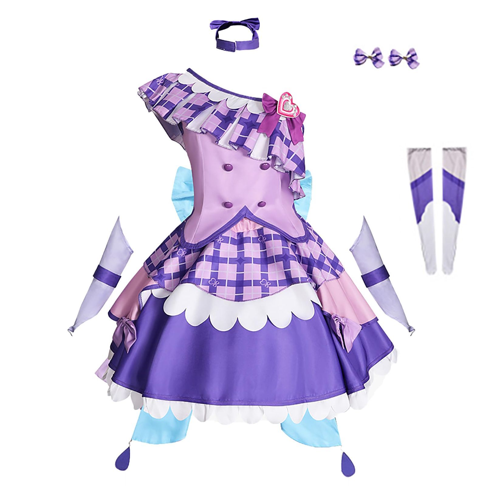 紫雨こころ キュアアイドル コスプレ衣装 ウィッグ付き キミとアイドルプリキュア コスチューム ハロウィン リスマ