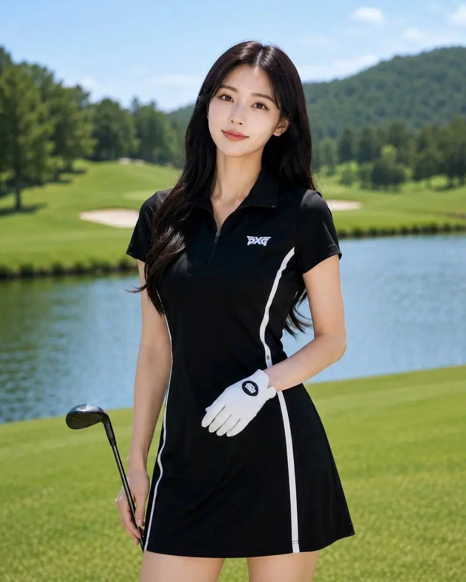 PXG レディース ゴルフ サイド LINE スリムフィット ハーフジップ ONE PIECE S