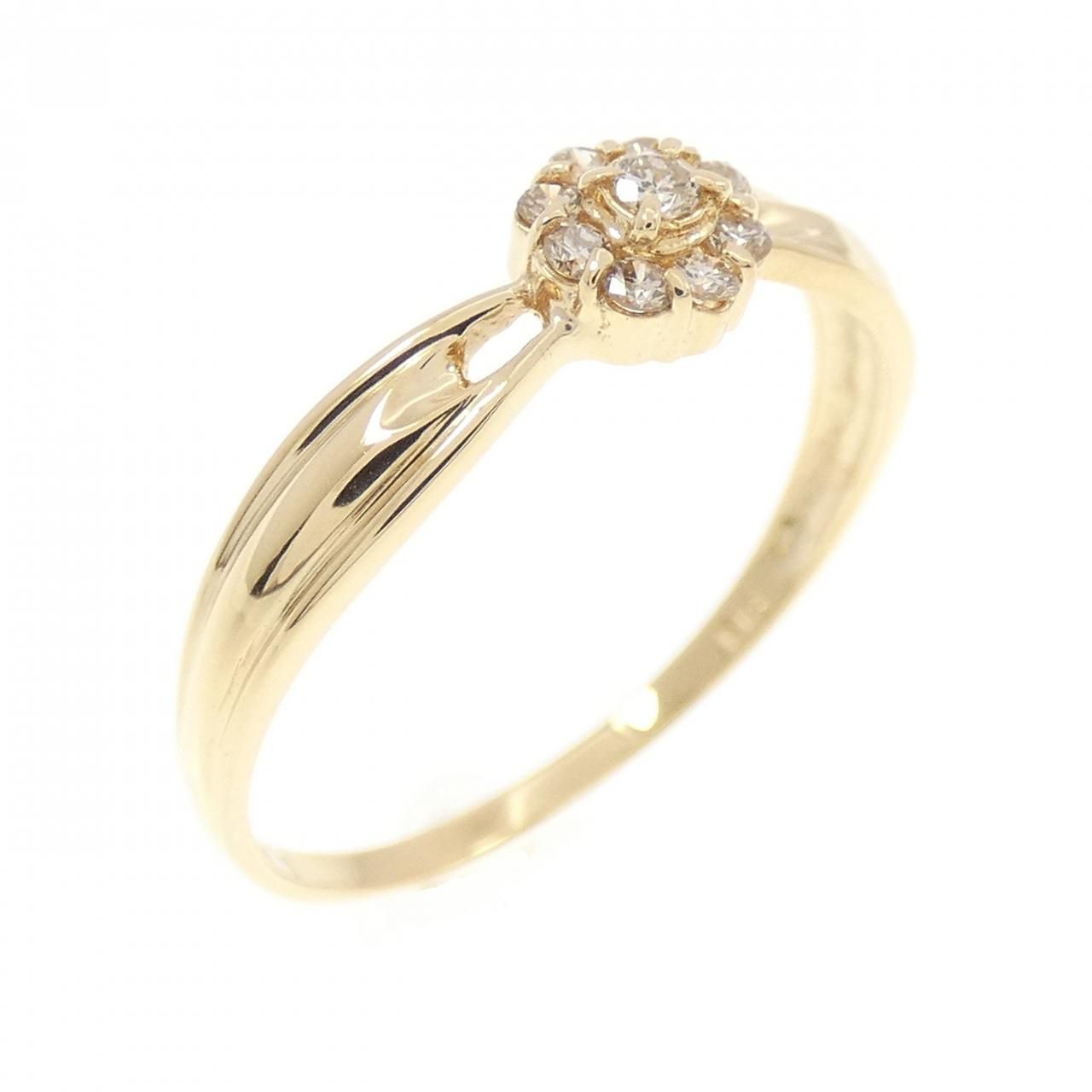 K18YG フラワー ダイヤモンド リング 0.10CT