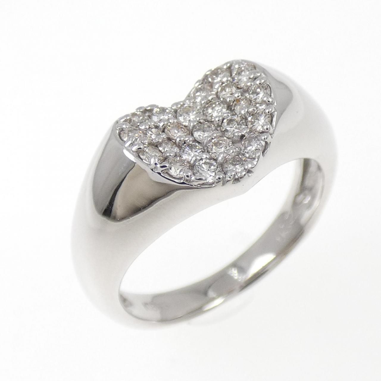 K18WG パヴェ ハート ダイヤモンド リング 0.32CT