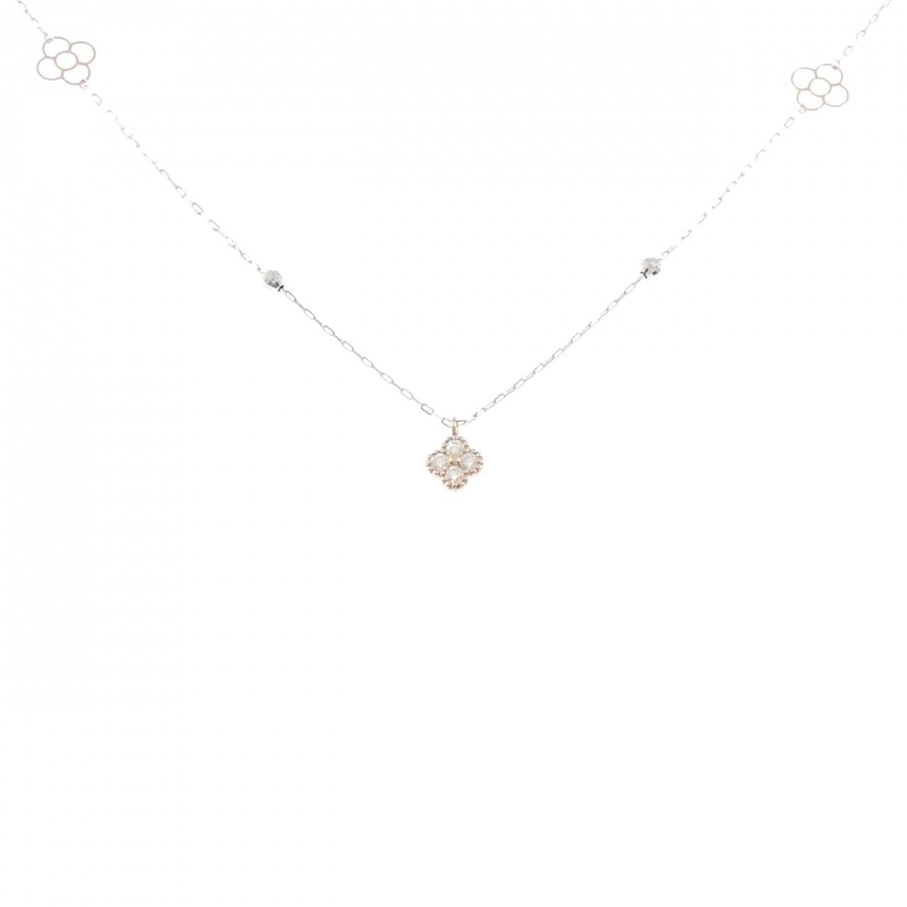 K18WG/K18PG フラワー ダイヤモンド ネックレス 0.20CT