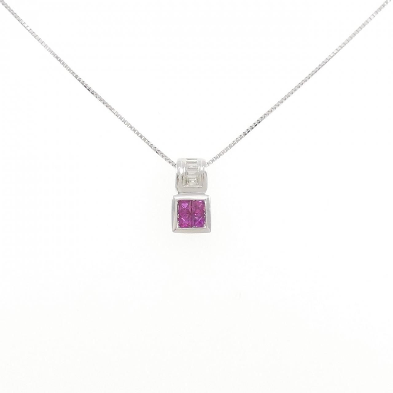 K18WG ルビー ネックレス 0.35CT