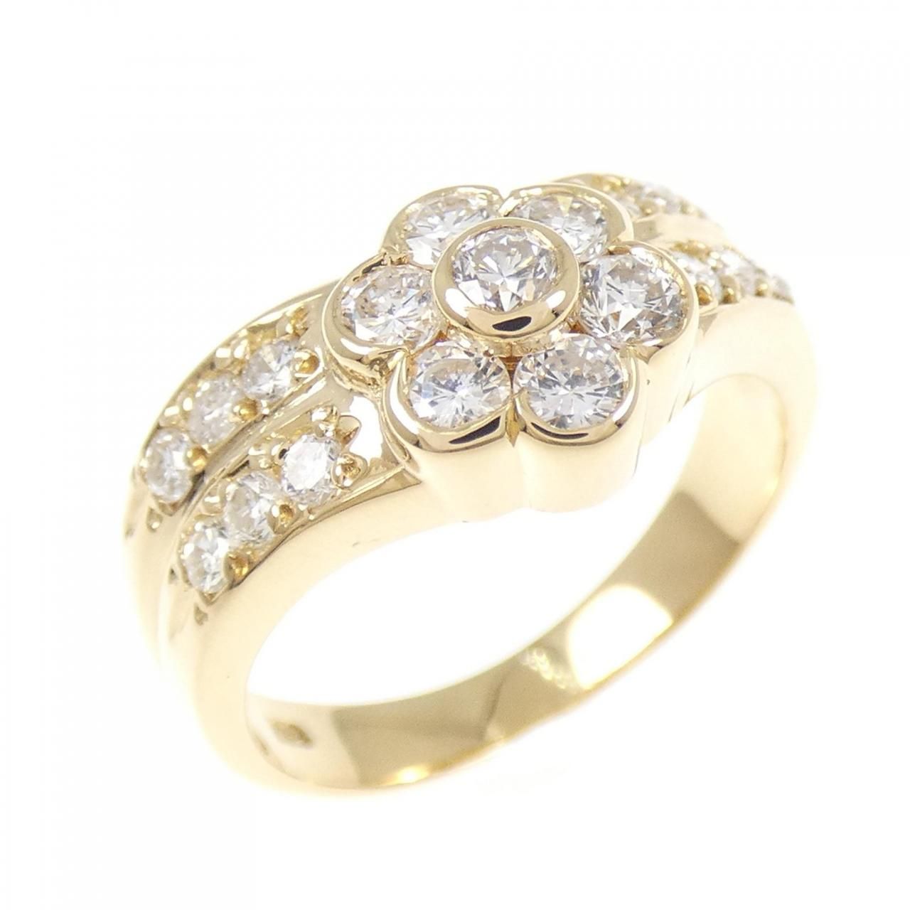 K18YG フラワー ダイヤモンド リング 0.70CT