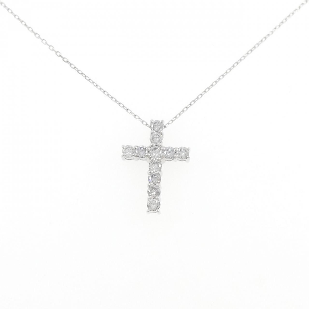 K18WG クロス ダイヤモンド ネックレス 0.435CT