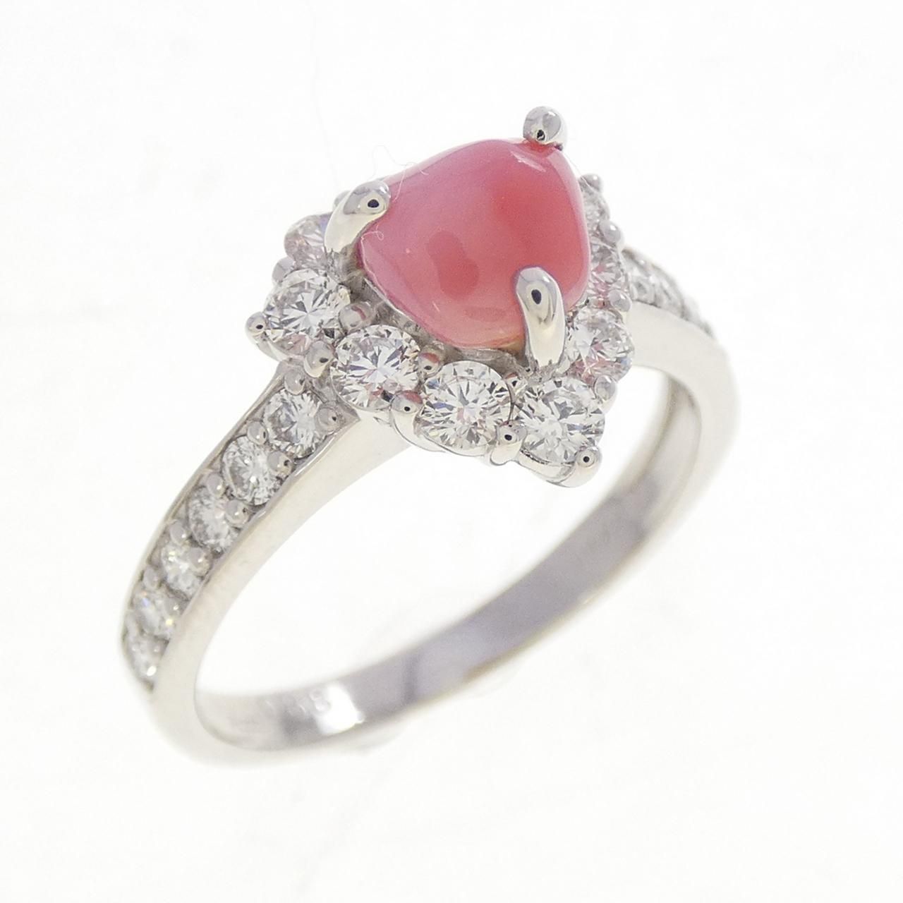 PT900 ハート コンクパール リング 0.88CT