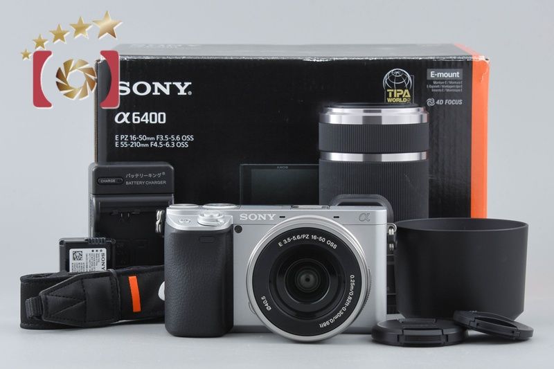 【中古】SONY ソニー α6400 ILCE-6400 シルバー ダブルズームレンズキット シャッター回数僅少 元箱付き