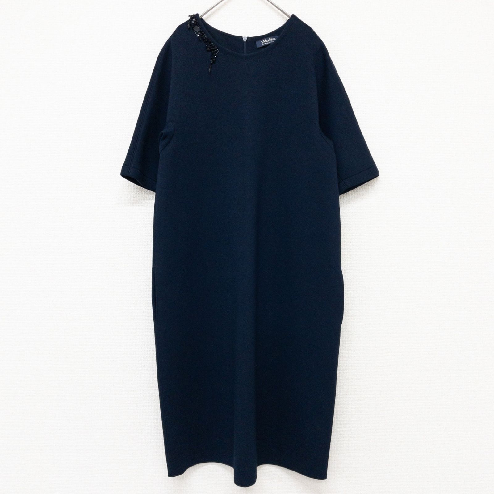 'S Max Mara エスマックスマーラ ワンピース ビジュー レーヨン ポリウレタン ブラック レディース M b01709
