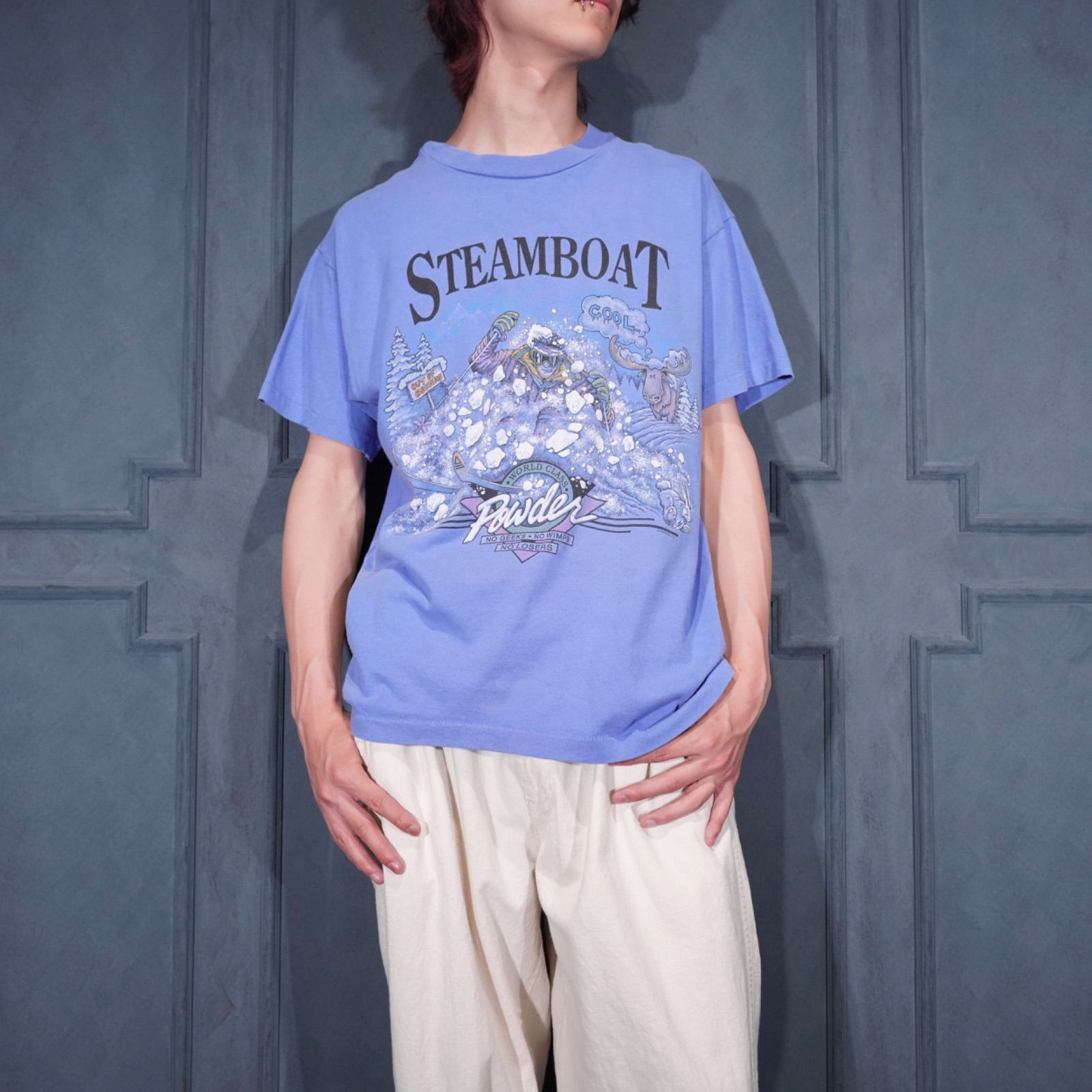 90's USA VINTAGE anvil WINTER SPORT PRINT DESIGN T SHIRT/90年代アメリカ古着ウィンタースポーツプリントデザインTシャツ