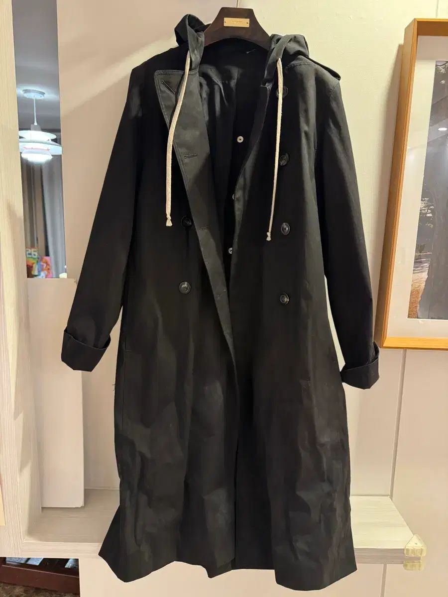 リックオウエンス (Rick Owens) フード トレンチ コート ブラック 48