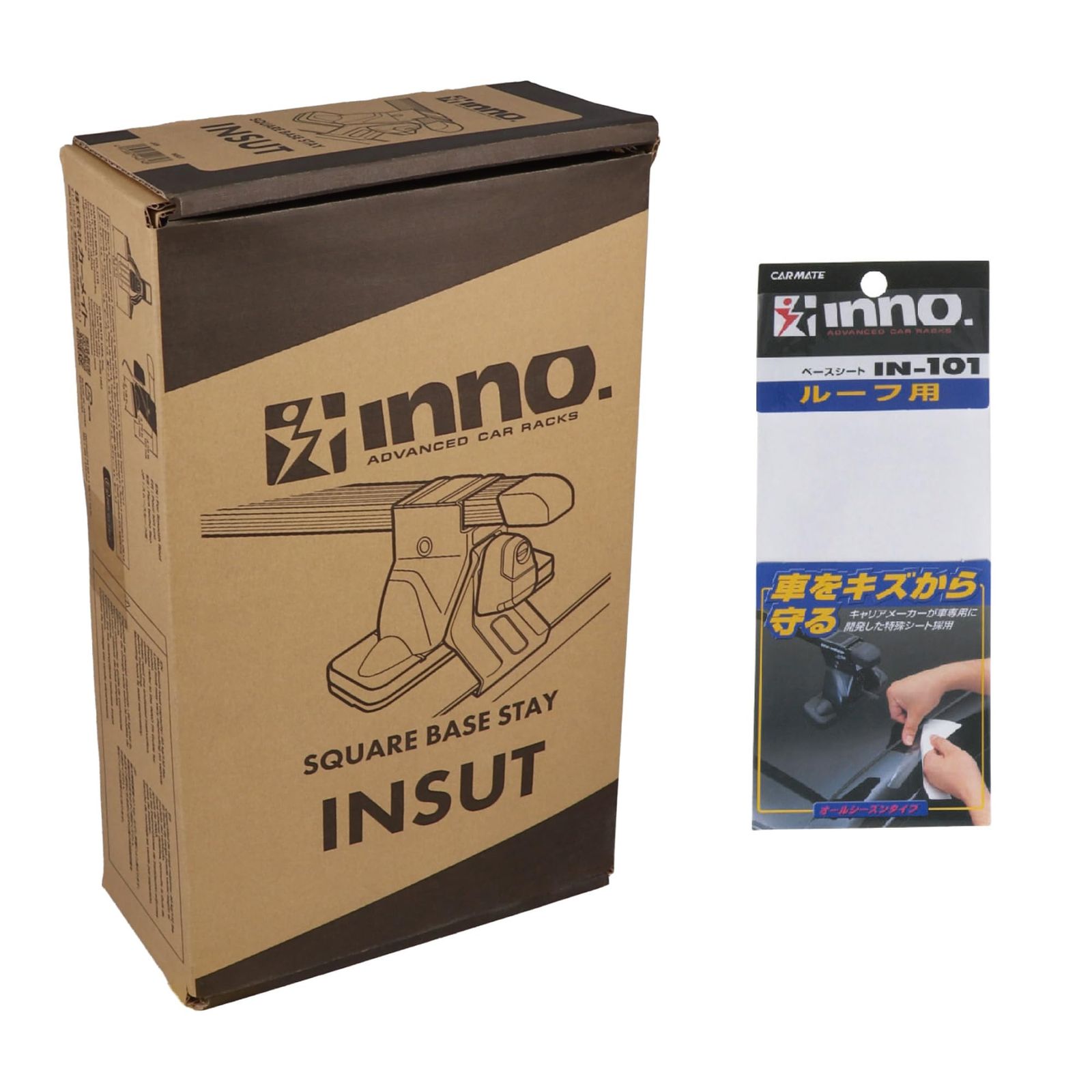 新品 【セット買い】 カーメイト(Carmate) inno(イノー) 車種別 スムースルーフ 専用 【 スクエアベースステー & キズ防止 保護ベースシートセット 】 Nボックス/フリード/デリカD:5 / プリウス/プロボックス/シャトル 等に最適 ベース