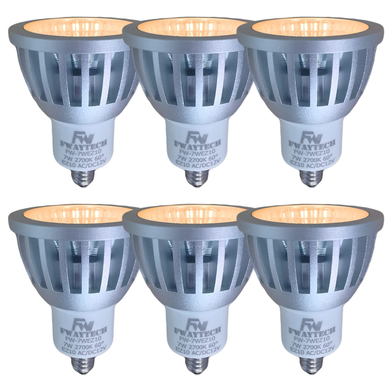 新品 FWAYTECH ez10 led電球 12V COB7W JR50ダイクロ型 ハロゲン電球60W～75W相当 密閉器具対応 (電球色相当(2700K) 7W EZ10口金 60度(6個))