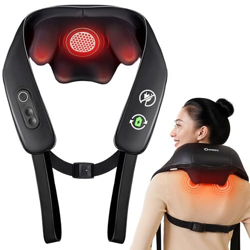 ☆新品☆KNQZE ネック 首 肩 リラクゼーション器 usb充電式 母の日 2025年新登場 一台多役 首 肩 腰 太もも ネック リラックス コードレス 指圧 15分タイマー付き 3段階速度 2段階温熱レベル 双方向回転 コンパクト 軽量 539b4c12