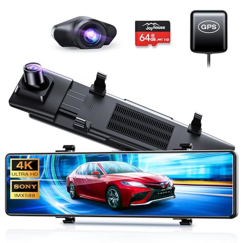 ドライブレコーダー ミラー型 4K【2026革新型&12インチIPS大画面&64GB SDカード】 ドライブレコーダー 前後カメラ GPS搭載 ドラレコ IMX589センサー ミラレコ 170度広角 タッチパネル HDR/WDR 全国LED信 dc2104b4