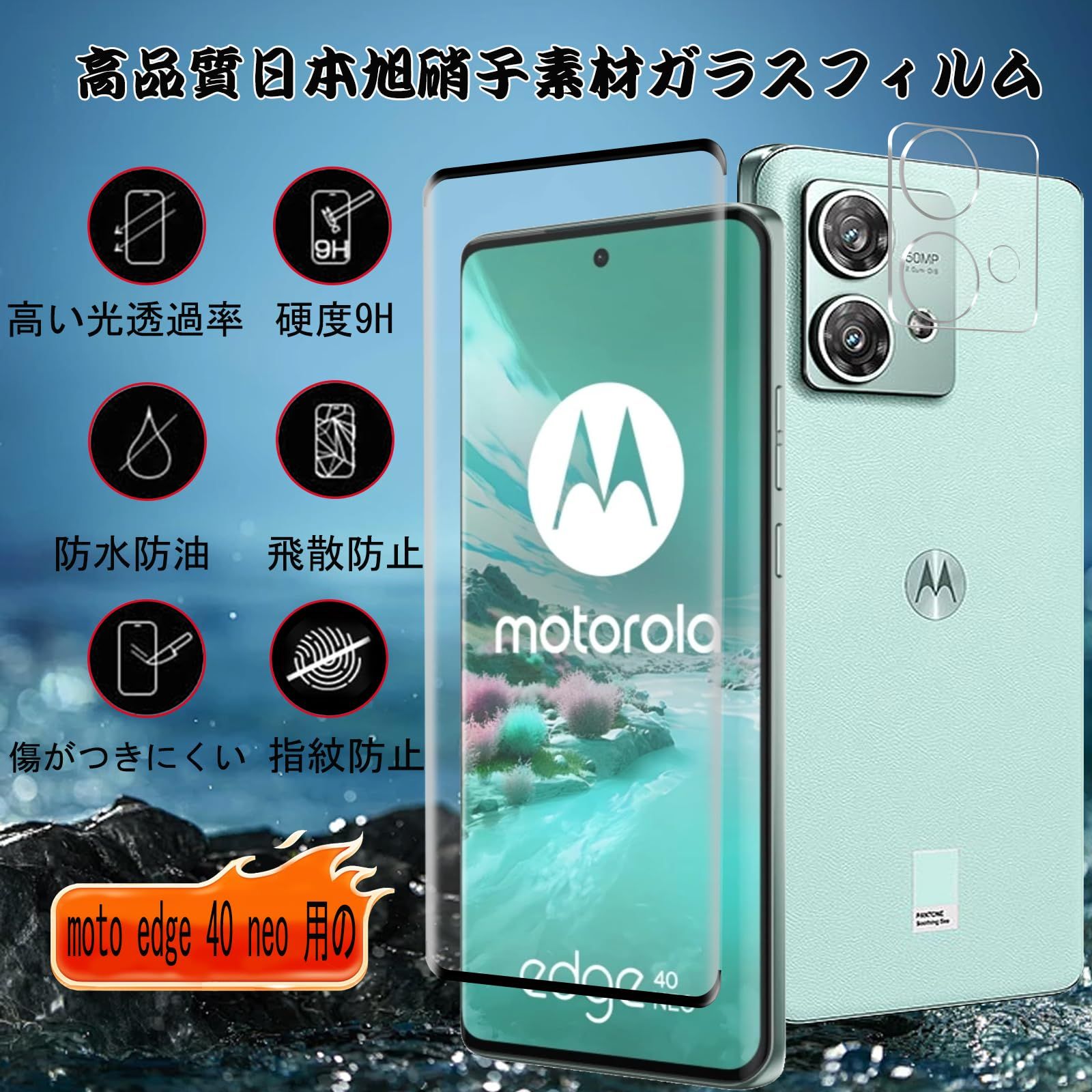 新品 moto edge 40 neo フィルム（2枚）+カメラフィルム（2枚