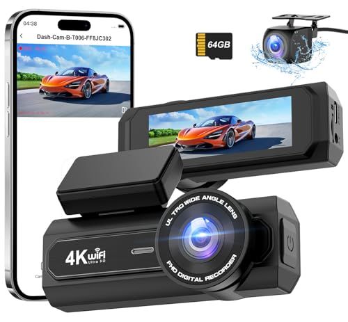 CHORTAU 新版ドライブレコーダー ドラレコ 前後カメラ 4K UHD 800万画素+1080PフルHD HDR/WDR補正 5GWIFI 170度広角視野 64GBカード付き F1.8大口径レンズ IPS液晶大画面2.99インチ LED 354e42ae