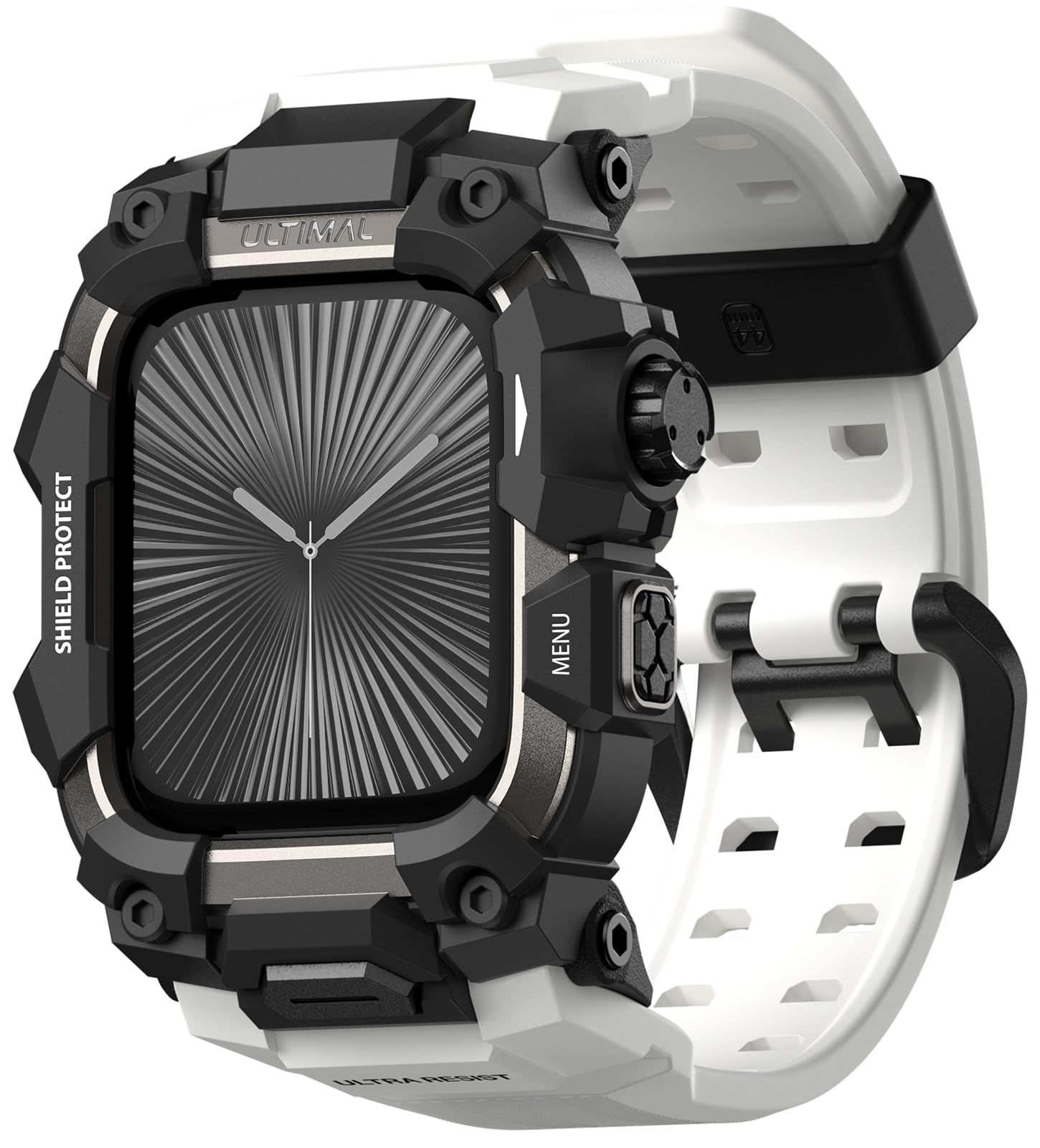 新品 ULTIMAL に対応 Apple Watch Series 11/10（46mm）用 バンド一体型保護ケース TPU 耐衝撃 高耐久 通気性 簡単装着 スポーツ/アウトドア向け 白色