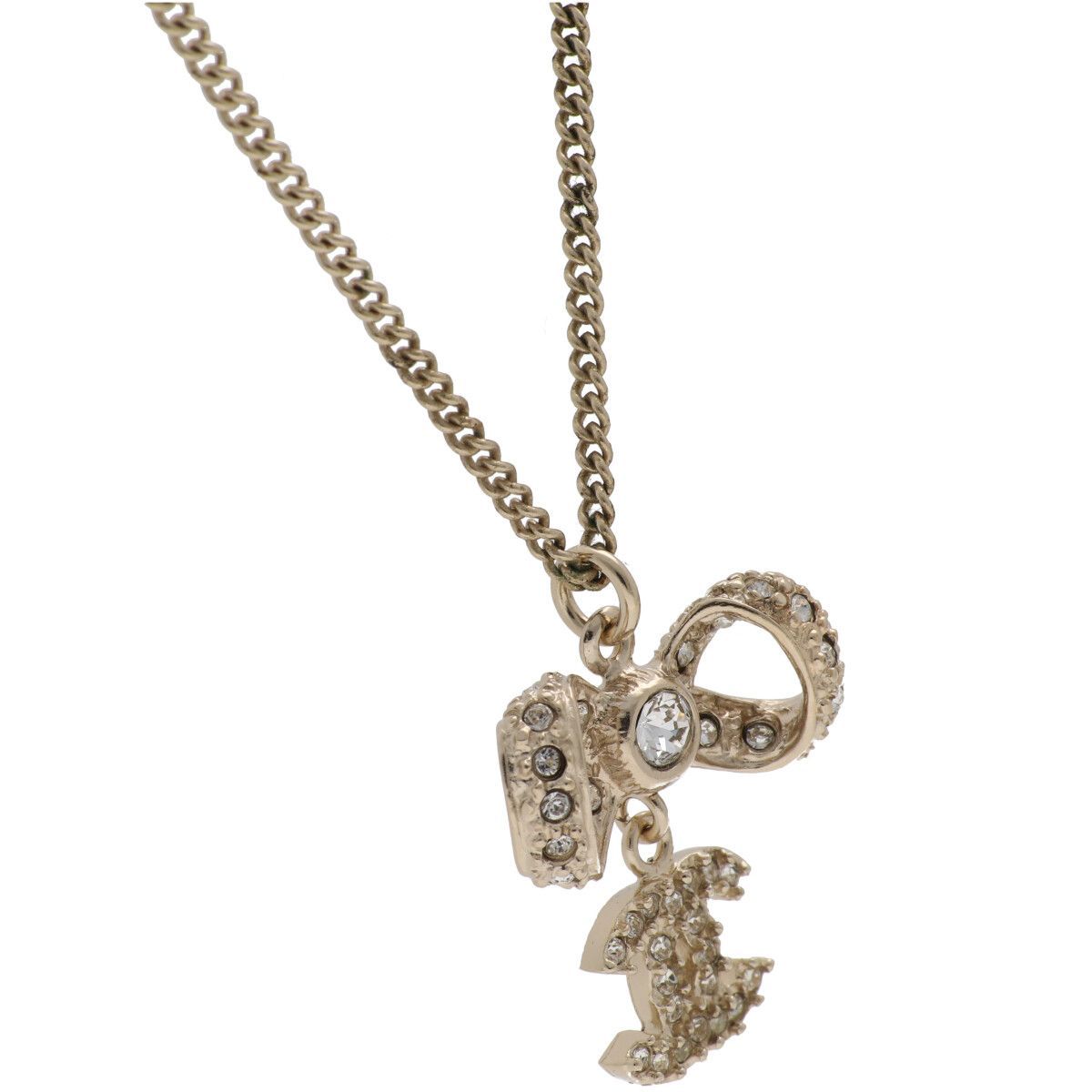 中古】 CHANEL シャネル ココマーク リボンモチーフ ネックレス 