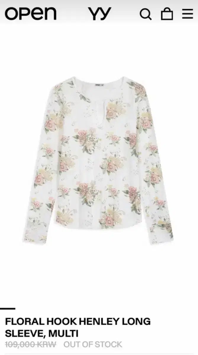 Opennny FLORAL HOOK HENLEY SLEEVE