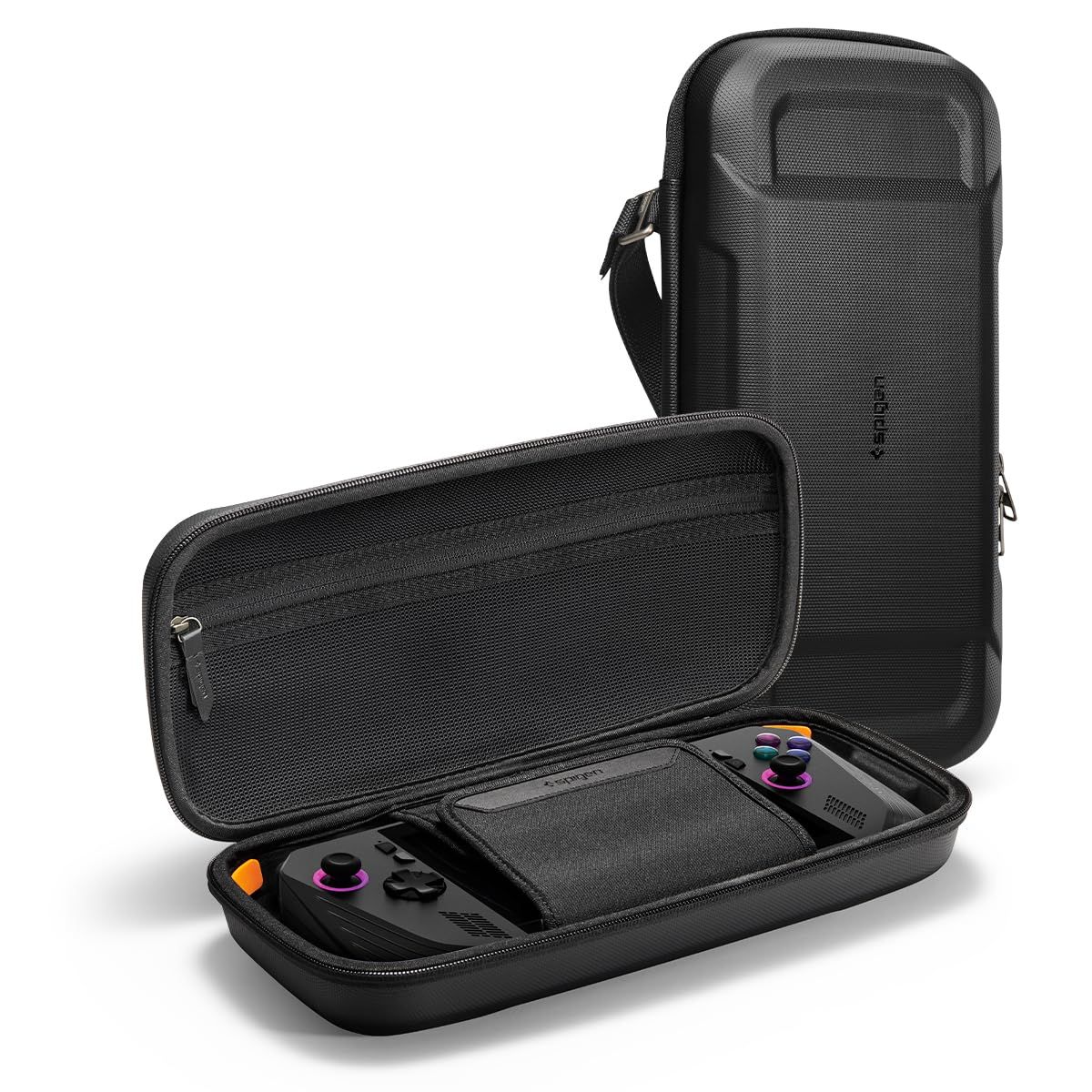 新品 Spigen Rugged Armor Pro ROGAlly(23) RC71L用 ハードシェルトラベルキャリーケース アクセサリー用ポケット付き オリジナル充電器ストレージバッグキャリーケース ブラック