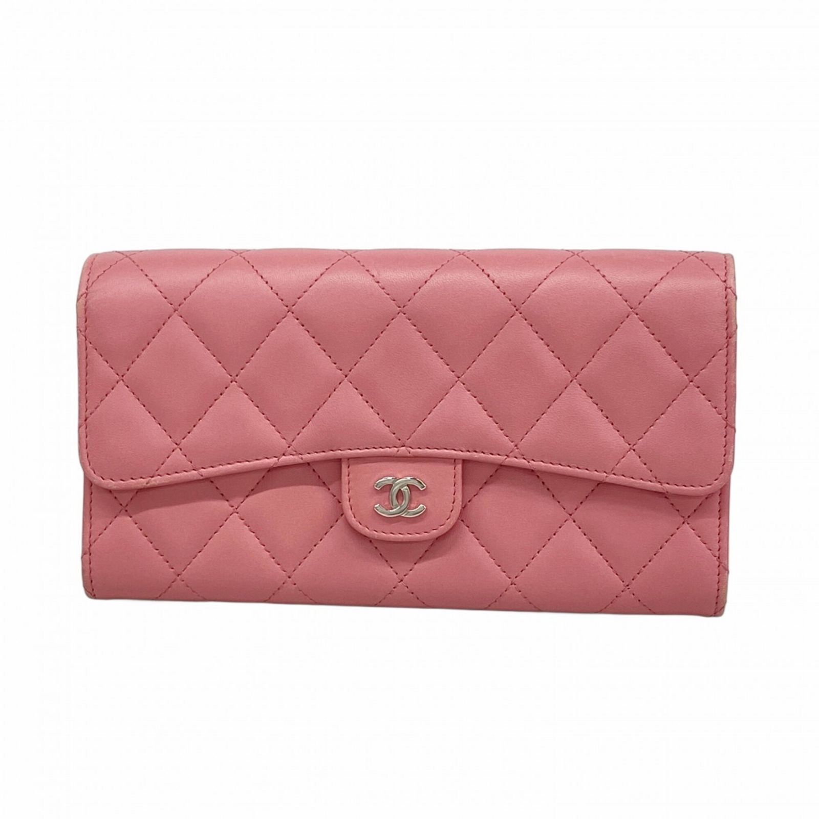シャネル(Chanel) シャネル 長財布 マトラッセ ラムスキン ピンク