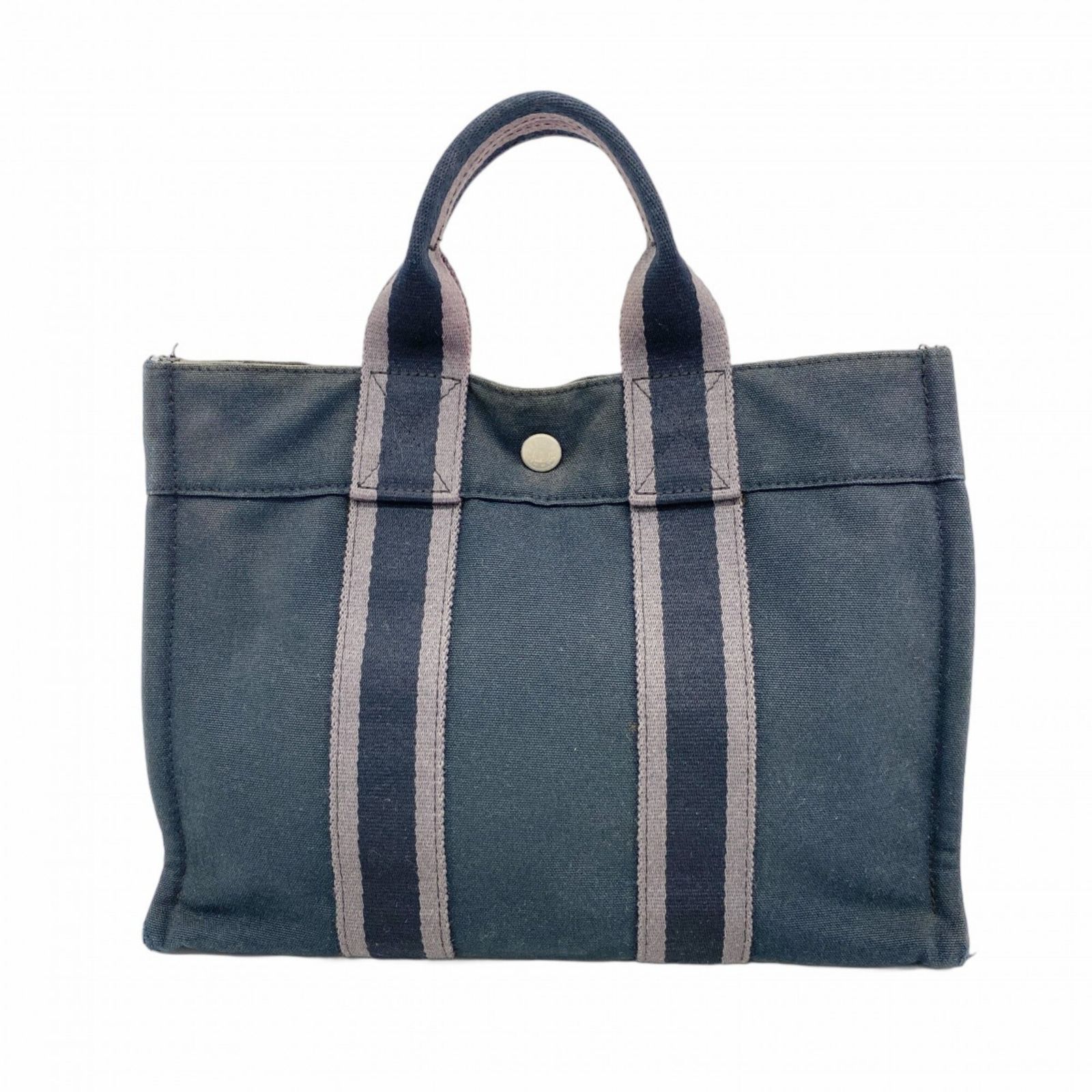 エルメス(Hermes) エルメス ハンドバッグ フールトゥPM キャンバス ブラック グレー メンズ レディース