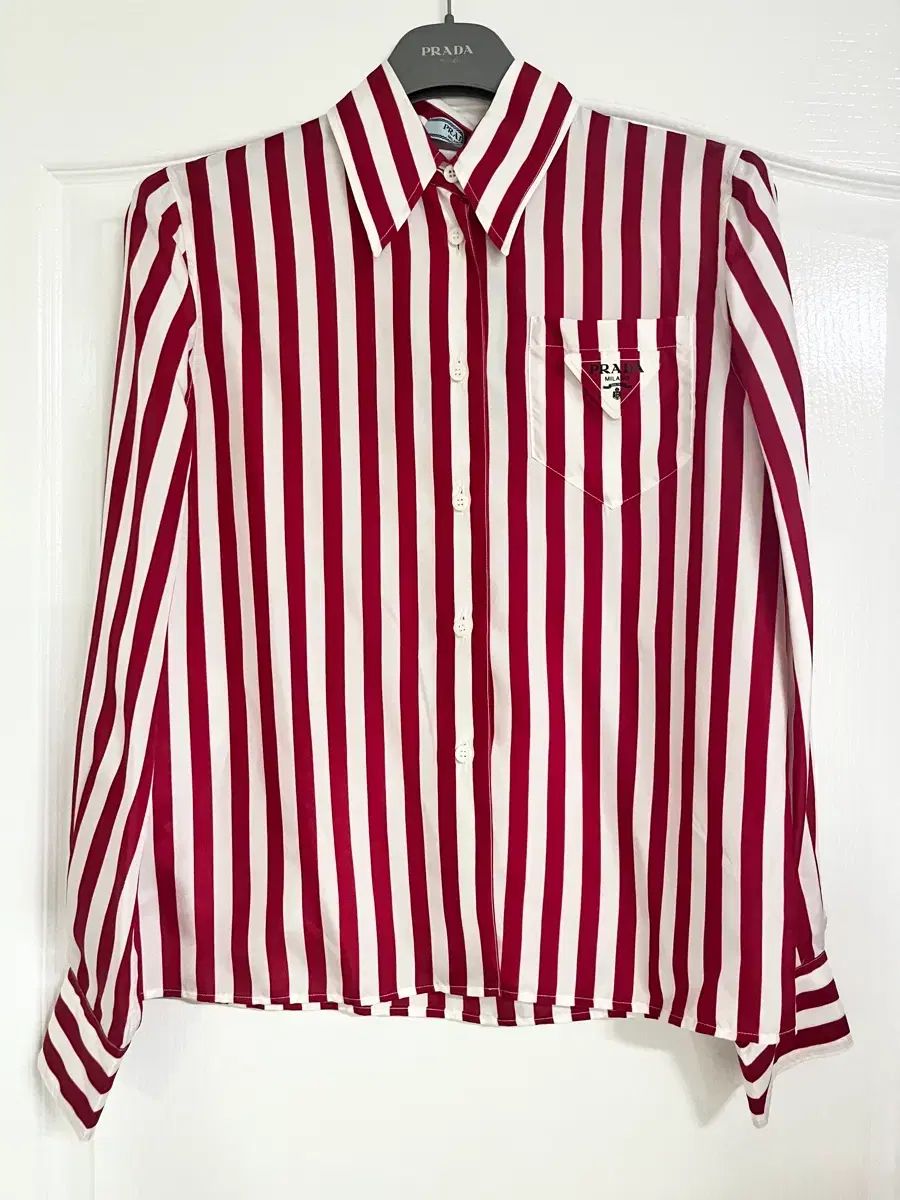 新品) PRADA プラダ レッド ストライプ シャツ 36サイズ