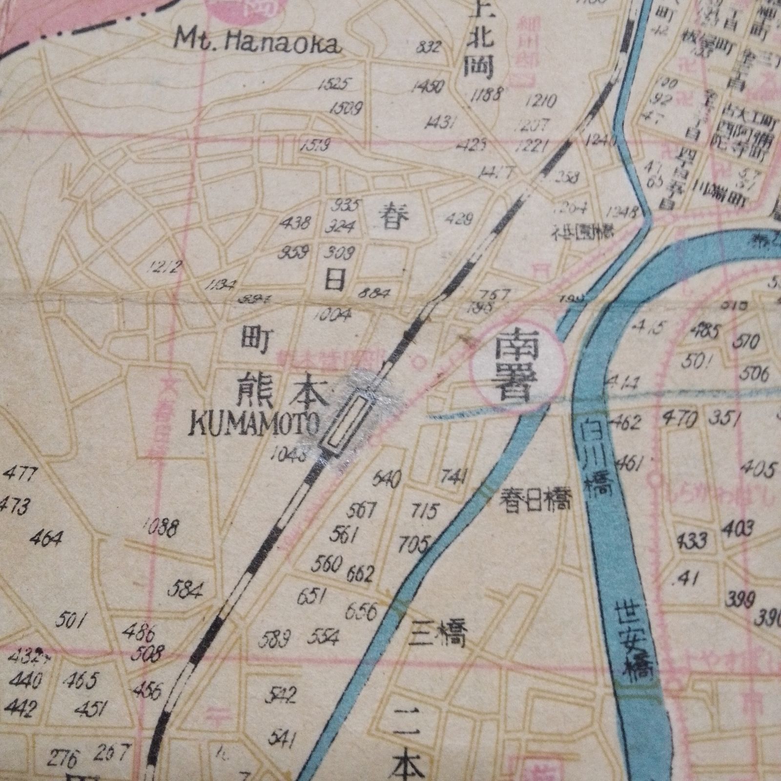 【古地図】最近番地入 熊本市街図 交通案内社 【古地図】最近番地入 熊本市街図 交通案内社