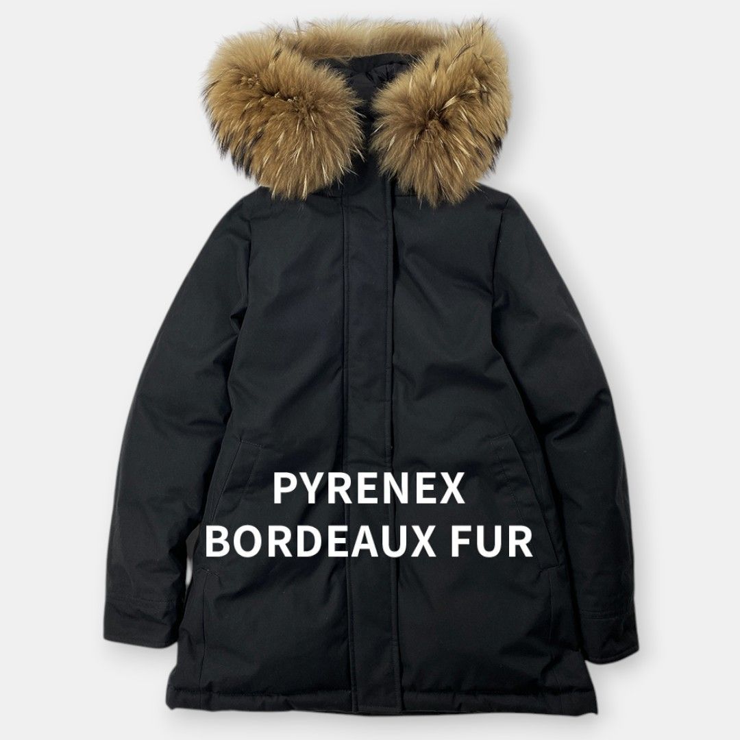 美品 PYRENEX BORDEAUX FUR ピレネックス ラクーンファー ダウンコート HWM024 ブラック 黒 36 S / J&NREUSE レディース アウター