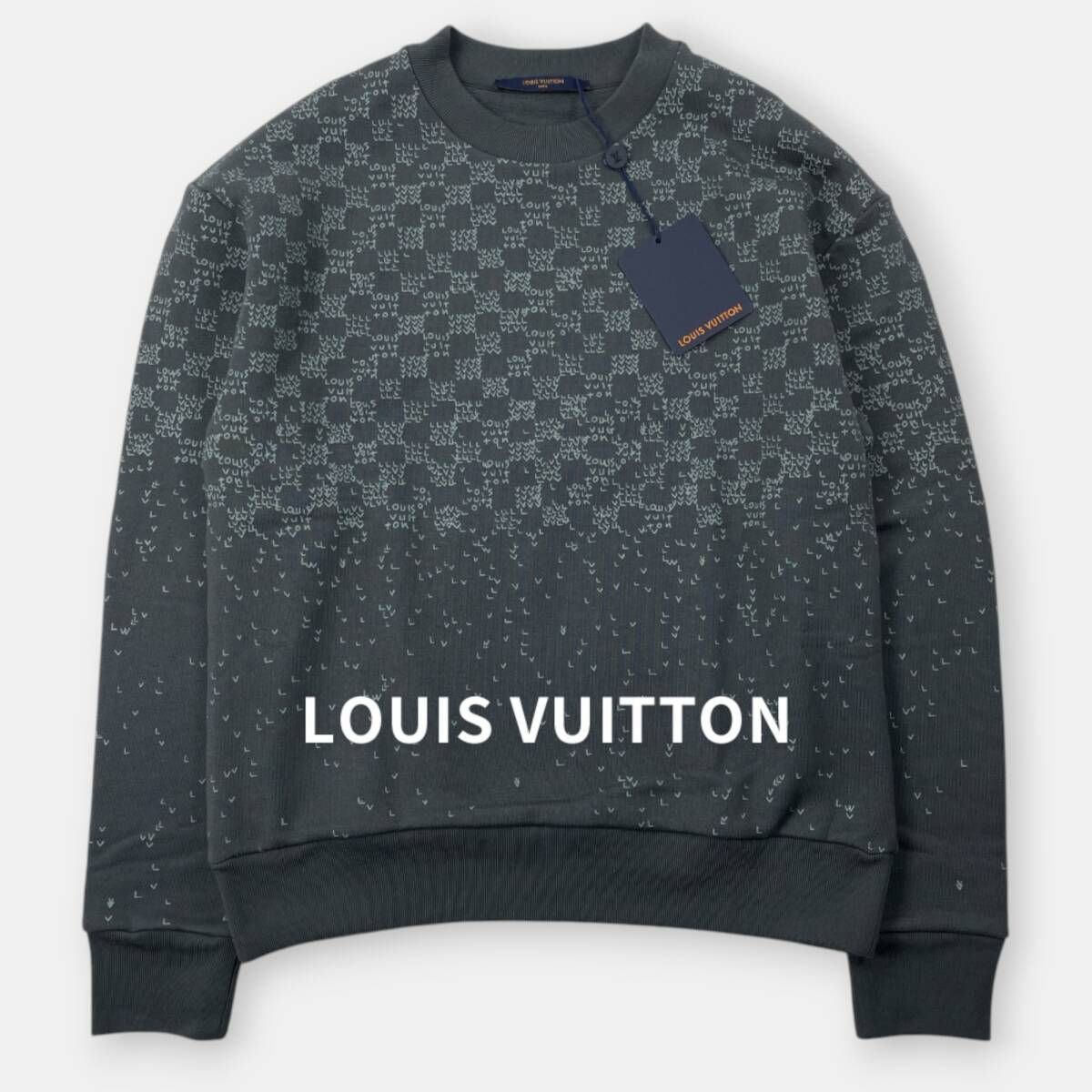 未使用 LOUIS VUITTON ルイ・ヴィトン 22AW ダミエ 長袖 裏起毛 スウェット トレーナー RM222M IHN グレー XS / J&NREUSE メンズ トップス